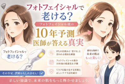 フォトフェイシャルで老ける?フォトフェイシャル後の10年予測、医師が答える真実