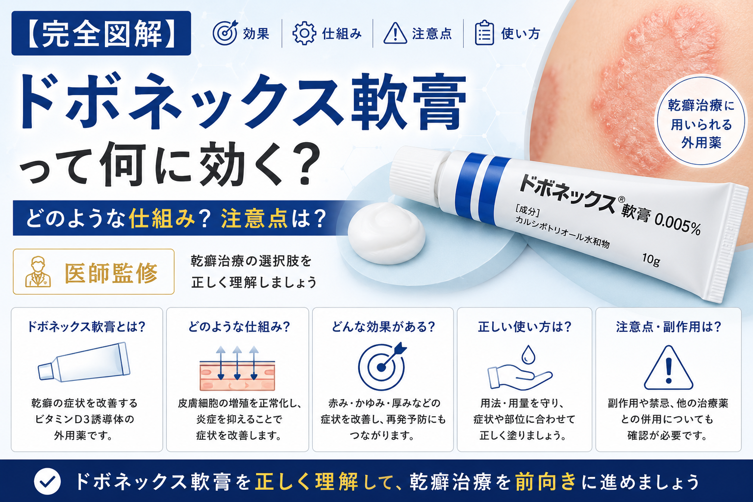完全図解】ドボネックス軟膏って何に効く？どのような仕組み？注意点は