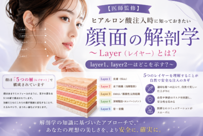 【医師監修】ヒアルロン酸注入時に知っておきたい顔面の解剖学〜layer(レイヤー)とは?layer1、layer2…はどこを示す?〜