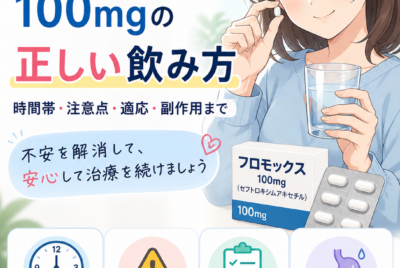 【医師監修】フロモックス100mgの正しい飲み方と時間帯、注意点、適応、副作用など