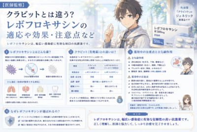 【医師監修】クラビットとは違う？レボフロキサシンの適応や効果・注意点など