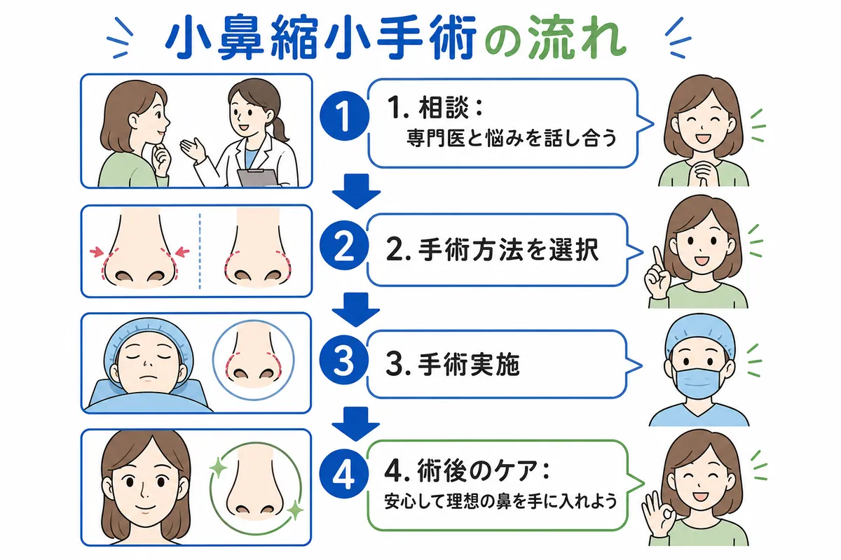 小鼻縮小（鼻翼縮小）で得られる変化と基本的な手術の種類