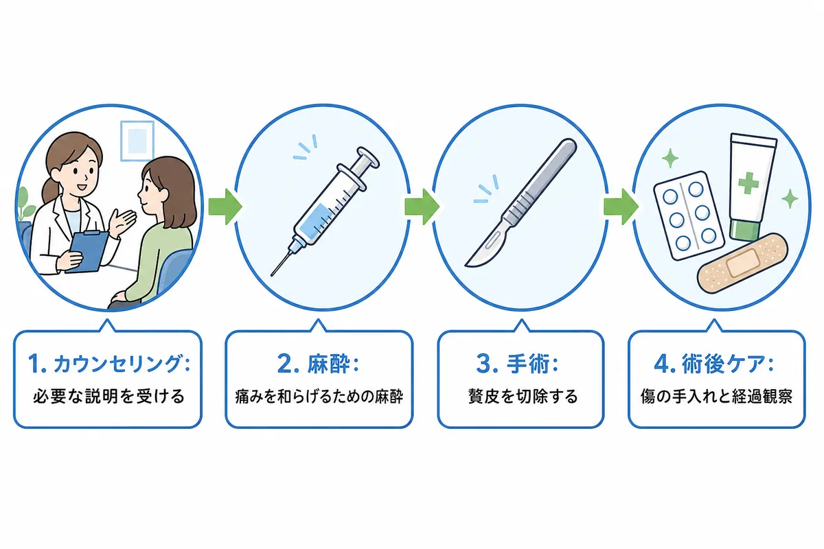 会陰部贅皮切除手術の流れと術後の経過