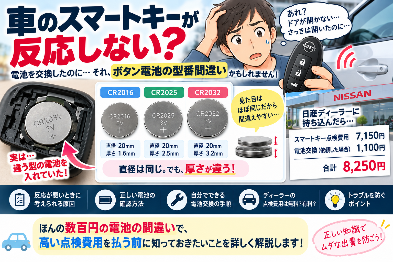 車のスマートキーの反応が悪い原因は？電池交換しても直らないときは